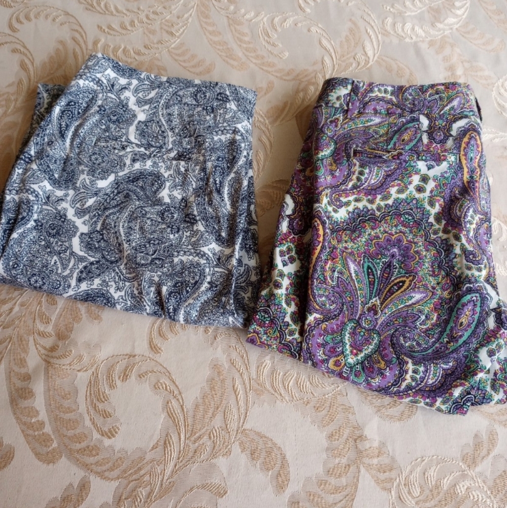 J Krew and Talbots Petite Size 0 and 10p Cool Design Comfy Pants Floral Bell Bot